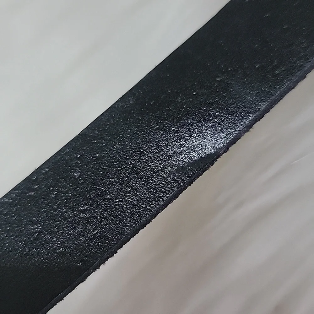 J.CREW Black Leather Gold Colored Hardware Plate Style Buckle Office Casual Belt - Picture 12 of 14